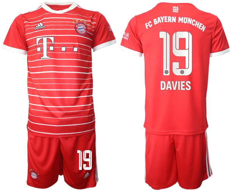 Men's Red FC Bayern München #19 Alphonso Davies 22/23 Home Soccer Jersey Suit